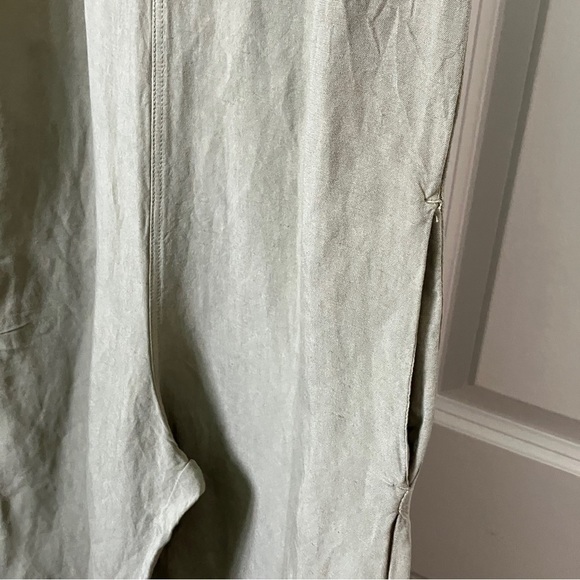 Zara  Linen Sage Green Jumpsuit Bib Overalls - Picture 13 of 15